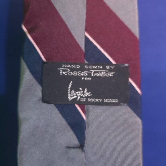 Robert Talbott Handmade Striped Silk Tie Burgundy & Gray 3" Width vintage - Picture 2 of 5